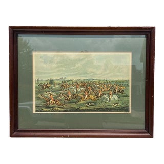 Framed Traditional English Quorn Fox Hunt Print by Frederick Christian Lewis For Sale