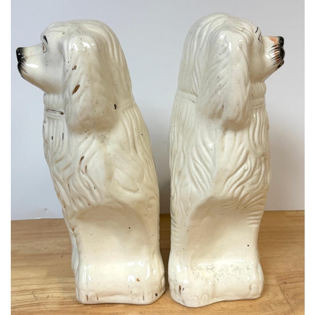 Large 19th C. English Staffordshire Pottery Spaniels, Great Scale & Expressions For Sale - Image 13 of 18