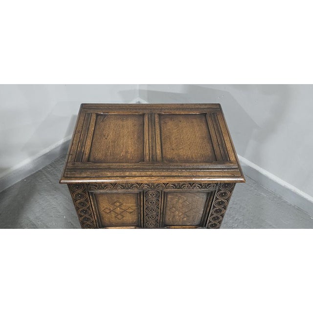 Small Oak Inlaid Coffer, 1920 For Sale - Image 3 of 12