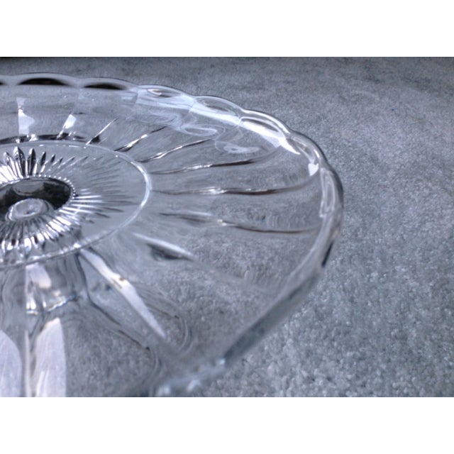 Hollywood Regency Vintage Glass Cake Plate Stand For Sale - Image 3 of 11