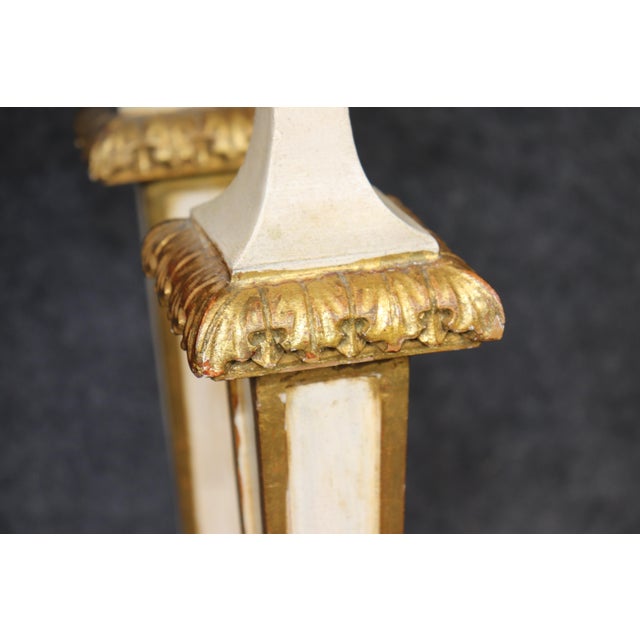 Gold Italian Louis XVI Style Parcel Gilt Marble Top Console Table For Sale - Image 8 of 14