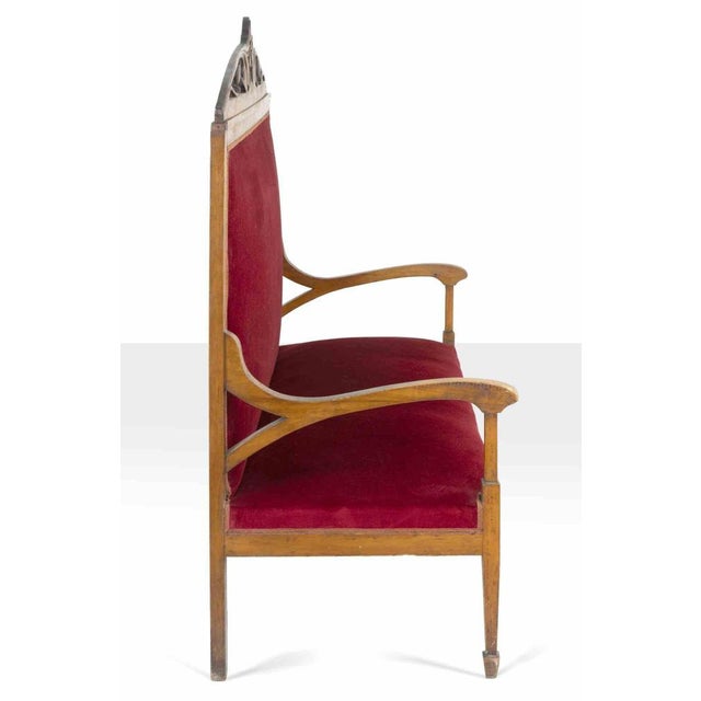 Red Velvet Sofa, Italy, Mid-20th Century For Sale - Image 5 of 8