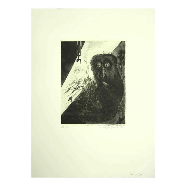 Leo Guida, The Owl, Original Etching, 1972 For Sale