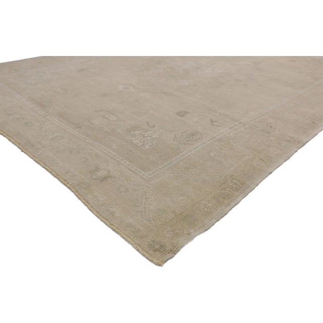 52486 Vintage Neutral Turkish Oushak Rug, 06'04 x 08'08. Woven with the grace of time-honored tradition, this hand-knotted...