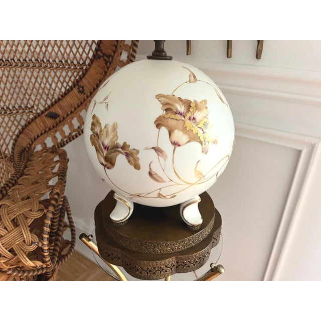 Cream 1940s Porcelain Floral Pearl Lamp & Shade by Rosenthal For Sale - Image 8 of 18