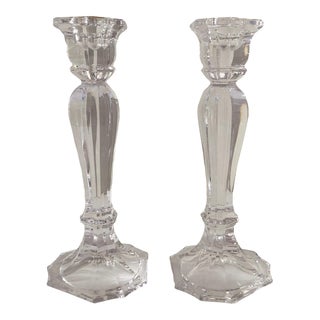 Crystal Candle Sticks by Oscar De La Renta - Set of 2 For Sale