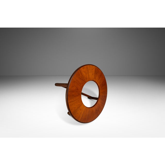 1970s Mid-Century Danish Modern "Donut" Table in Solid Teak W/ Glass Inlay & Brass Detailing Attributed to G-Plan, England, C. 1970s For Sale - Image 5 of 17