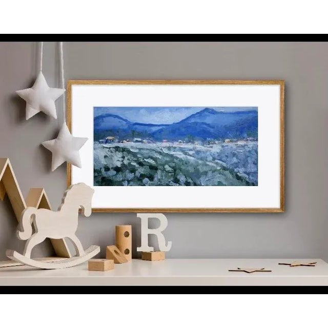 Truchas Snow 12x6 oil on linen panel Signed Haas (not yet signed at time of photos) Unframed. Frames shown are for sample...