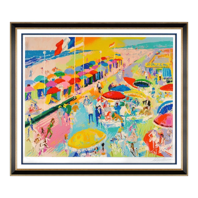 Late 20th Century La Plage À Deauville Modern Red Serigraph LeRoy Neiman For Sale