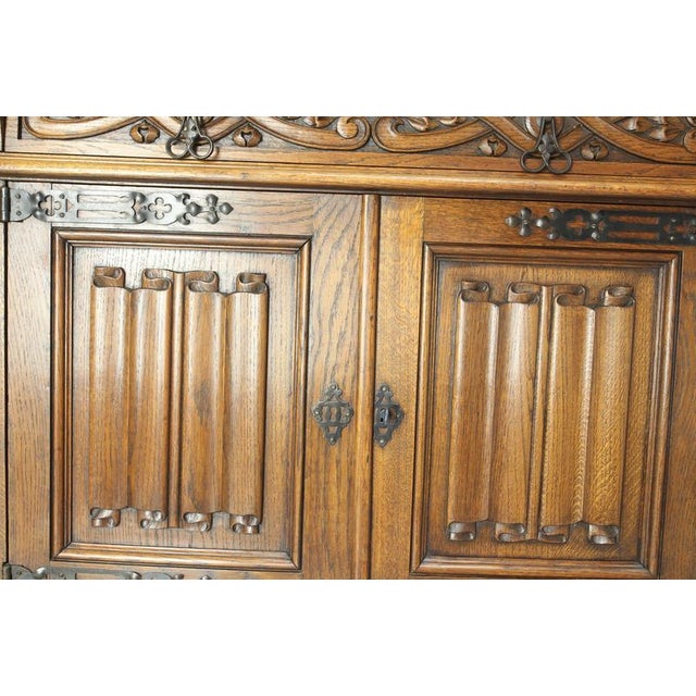 Neo-Renaissance Spanish Large Carved Oak Buffet, 1950 For Sale - Image 12 of 18