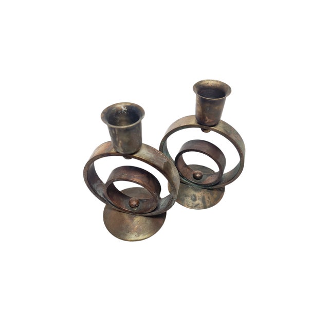 Art Deco Brass Candlesticks, 1930s, Set of 2 For Sale - Image 5 of 14