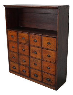 Antique Victorian Hardwood & Pine Apothecary Cabinet
