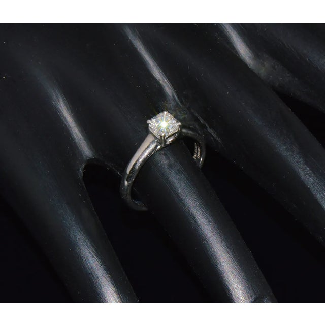 Genuine Tiffany & Co. Lucida Natural .51Cts VVS2 F Diamond 950 Platinum Engagement Ring, size 5.5 For Sale - Image 9 of 10