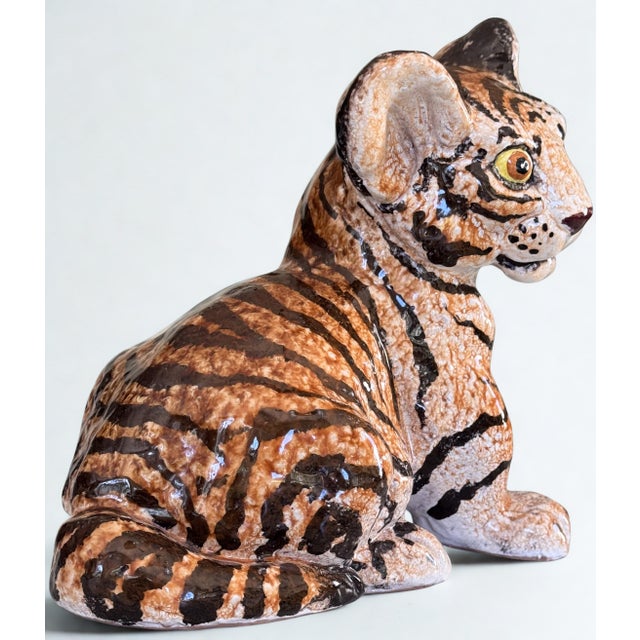 Val's Dollhouse is proud to present a one-of-a-kind vintage terra cotta tiger cub, hand painted and glazed in Italy....