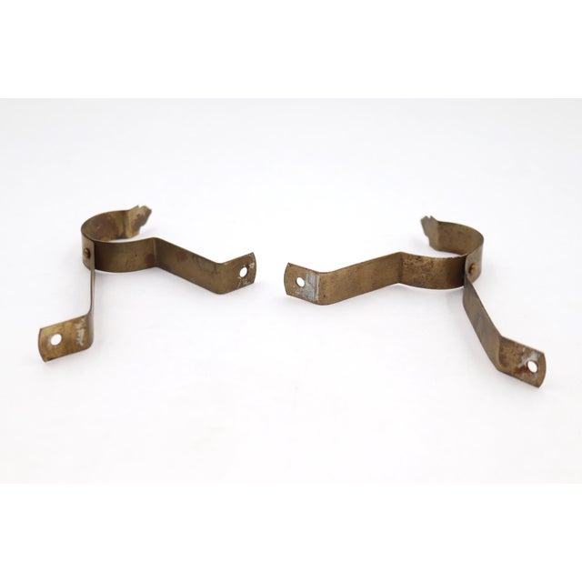 Pair of Vintage Brass Plated Steel Curtain Rod Brackets For Sale - Image 4 of 5