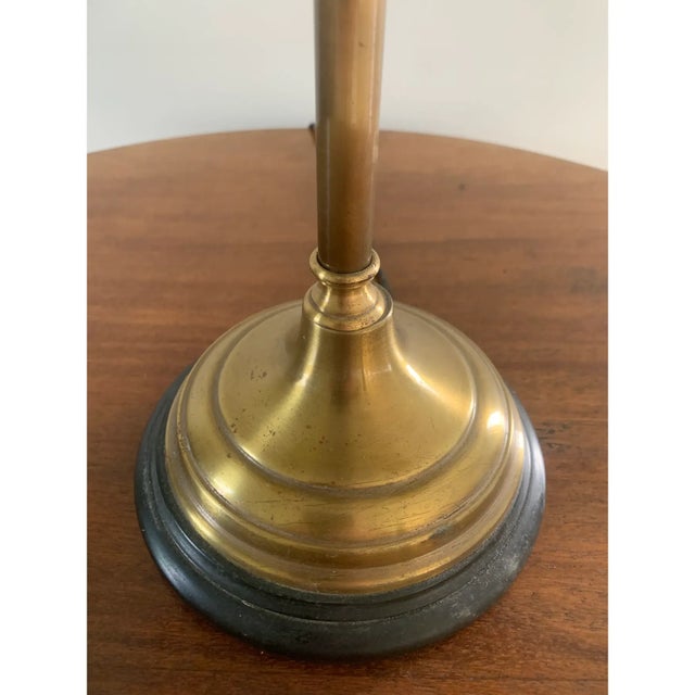 Mid-20th Century English Country Brass Horn Bouillotte Lamp With Black Tole Shade For Sale - Image 10 of 12