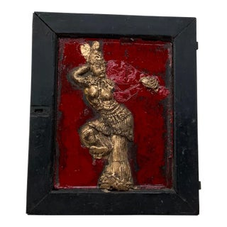 Indian Carved Wood Dancing Goddess Panel For Sale