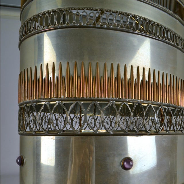 Metal Pendant Lamp with Brass and Copper Decorations For Sale - Image 9 of 18