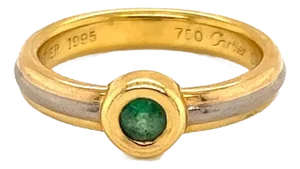 Cartier 18k Tri Color Gold Emerald Stack Band Ring W/Cert - Size 6