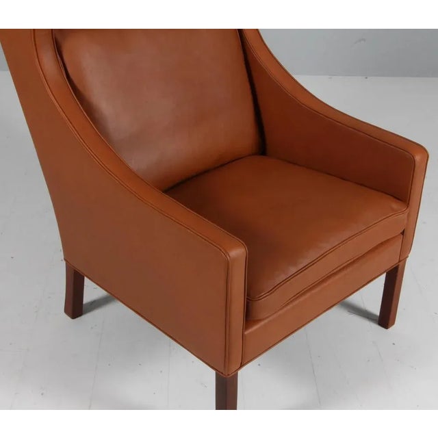 Brown Set of Wingback Chair and Ottoman by Børge Mogensen for Fredericia For Sale - Image 8 of 11