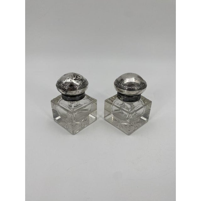 Metal Art Nouveau Ink Barrel in Crystal Glass and 800 Silver by Wilhelm Theodor Binder, 1890s, Set of 2 For Sale - Image 7 of 18