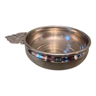 Late 20th Century Pewter Handled Serving Dish Bow For Sale