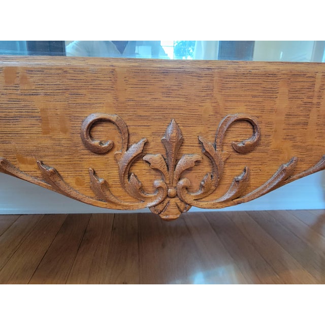 Antique Quarter-Sawn Oak Curved Glass China Cabinet, C. 1910 For Sale - Image 13 of 18