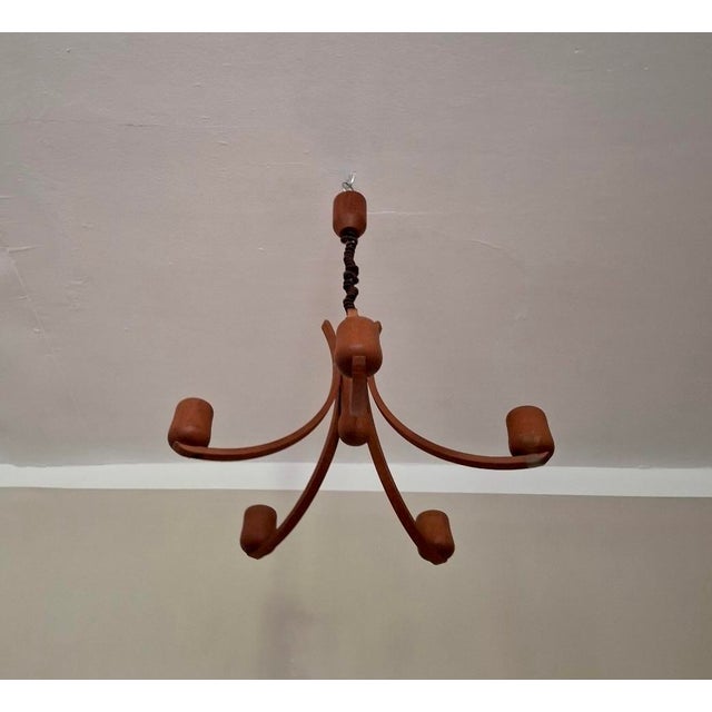 Teak Chandelier with Five Arms from Domus, 1970s For Sale - Image 5 of 6