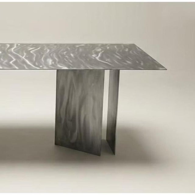 Fold Rectangular Table in Stainless Steel by Metalmorphosis Studio For Sale - Image 6 of 8