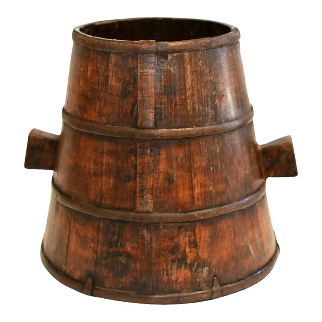 19th Century Chinese Grain Holder Basket Marked For Sale