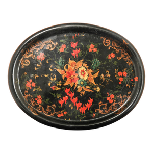 Antique Toleware Oval Serving Tray