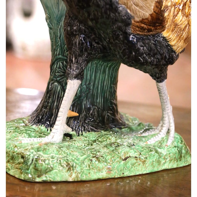 Late 19th Century 19th Century French Barbotine Rooster Vase in the Manner of Carrier-Belleuse For Sale - Image 5 of 15
