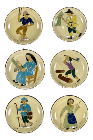 Wall Plates Terra Series from Bruch Barcelona, Spain, 1960s Set of 6