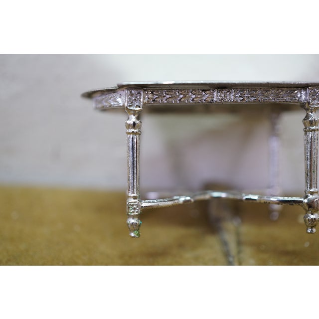 Antique Victorian Miniature Silver Dollhouse Furniture Settee Table Chairs 2" For Sale - Image 17 of 18
