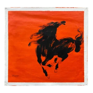 Oil Paint Canvas Art Black Artistic Racing Horse Wall Decor Painting