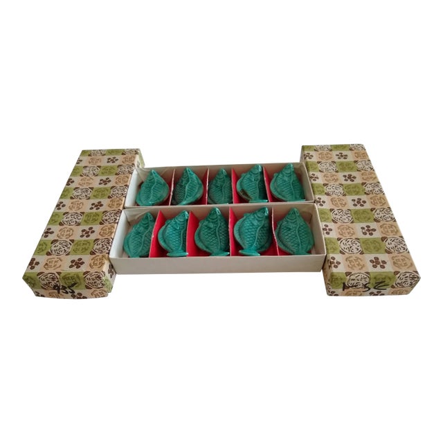 Vintage Set of Ten Japanese Ceramic Table Utensil Rests For Sale