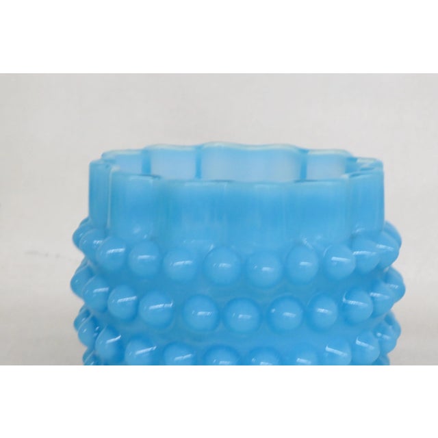 Glass Hobnail Blue Glass Ruffle Top Vase For Sale - Image 7 of 10