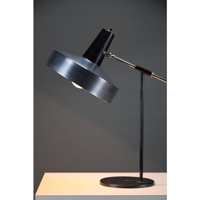 Hala zeist ‘architect’ adjustable desk lamp by h. Busquet, dutch mid century design. h. 46 cm x d. 37 cm x b. 22 cm (h....