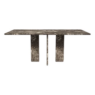 Luna Rectangular Dark Emperador Marble Dining Table 76" For Sale