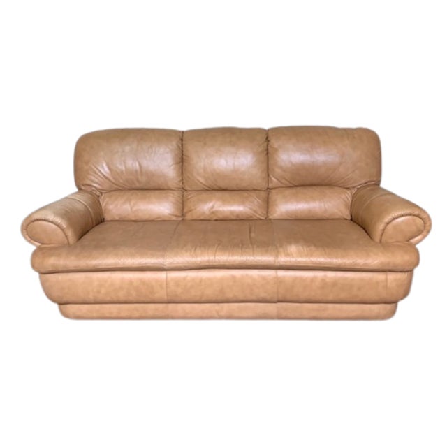 1990s Chateau d'Ax Italian Leather 3 Seater Sofa Y2k For Sale - Image 5 of 17
