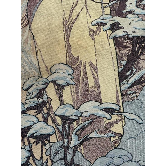 French Aubusson Style Jacquard Tapestry Winter by Alphonse Mucha, 2000s For Sale - Image 15 of 18