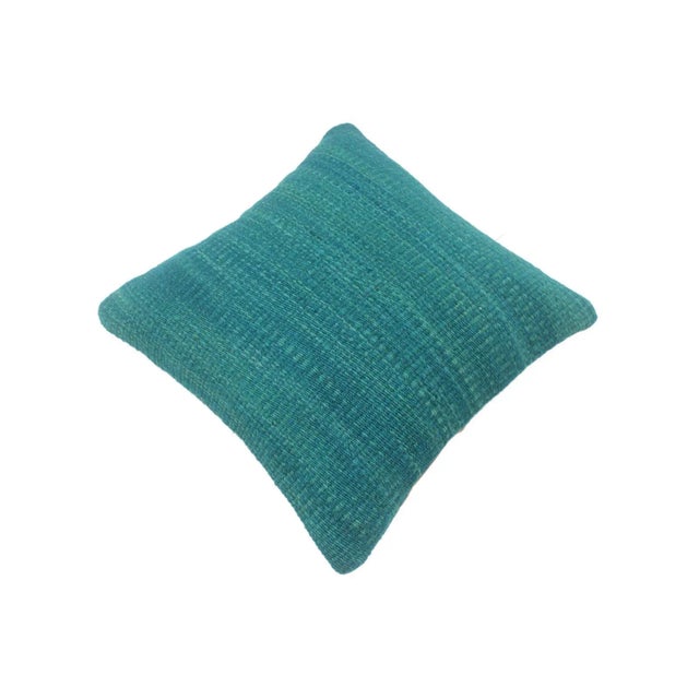 Contemporary Vintage Turkish Boho Chic Hand-Woven Kilim Pillow For Sale - Image 3 of 9