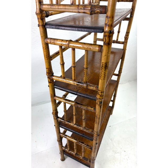 Antique Handcrafted Bamboo and Oak Etagere For Sale In Philadelphia - Image 6 of 12