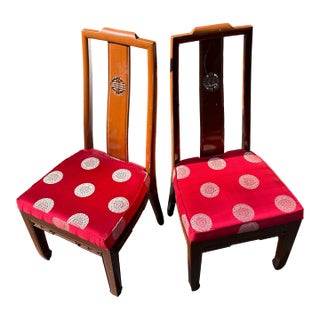 Rosewood Dining Chairs 1960s Asian Ming Chinoiserie Lot of 2 For Sale