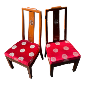 Rosewood Dining Chairs 1960s Asian Ming Chinoiserie Lot of 2