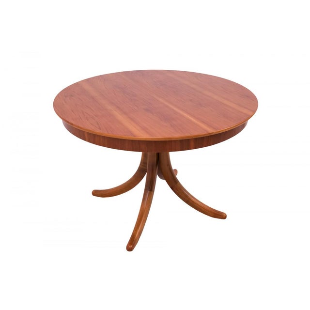 Mid-Century Round Walnut Table, Germany, 1950s For Sale - Image 4 of 11