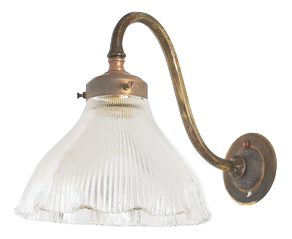 Vintage Reclaimed Glass Holophane Wall Light, 1950s