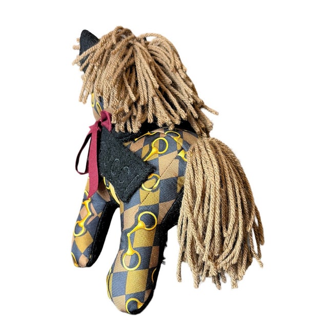 Italian Gucci Horsebit Vintage Silk & Cashmere Scarf Noble Pony For Sale - Image 3 of 3