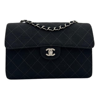 Chanel Classic Jersey Bag Silver Hardware 1998 For Sale