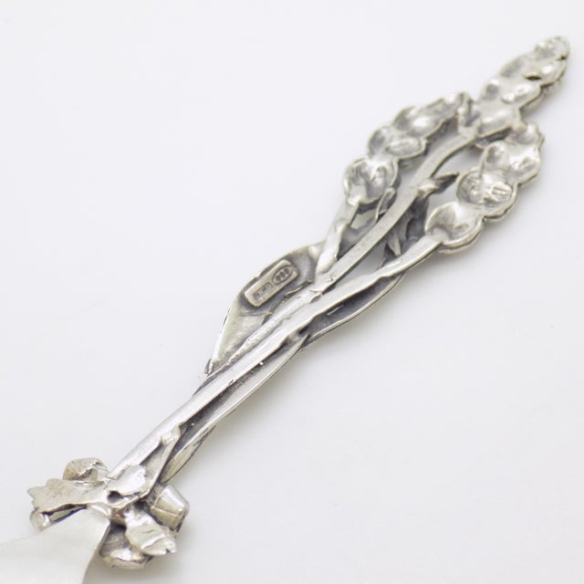 Silver Vintage Italian Handmade Genuine Silver Cocktail Fork With Wheat Corn Decoration For Sale - Image 8 of 10